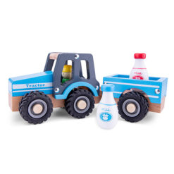 Blauwe Houten Speelgoed tractor